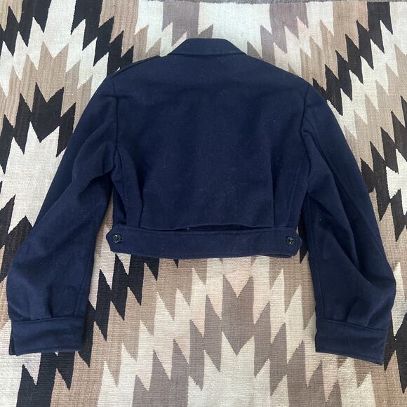 French Military Wool Jacket Navy Crop Small 1950s Vintage CDG Balenciaga Design - Picture 11 of 16